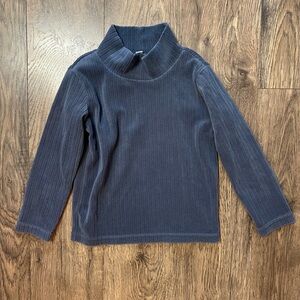 Kids Uniqlo Ribbed Mock Neck Long Sleeve Top - Navy